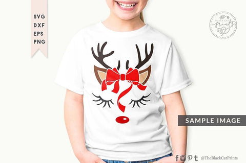 Cute Reindeer face cut file SVG TheBlackCatPrints 