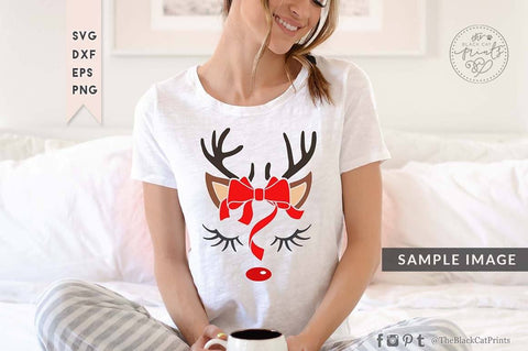Cute Reindeer face cut file SVG TheBlackCatPrints 