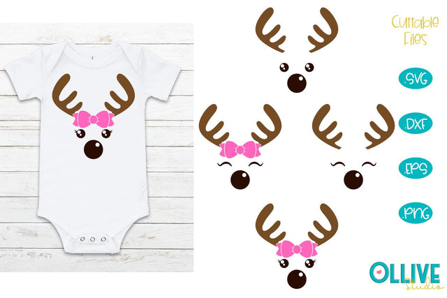 Cute Reindeer Faces SVG Bundle SVG Ollive Studio 