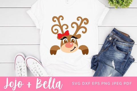 Cute Reindeer SVG, Girl Reindeer SVG, Christmas SVG, Christmas Shirt png, Christmas Plate Svg, Christmas Svgs, Christmas Ornament svg, Christmas Sign Svg SVG Jojo&Bella 