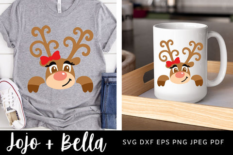 Cute Reindeer SVG, Girl Reindeer SVG, Christmas SVG, Christmas Shirt png, Christmas Plate Svg, Christmas Svgs, Christmas Ornament svg, Christmas Sign Svg SVG Jojo&Bella 