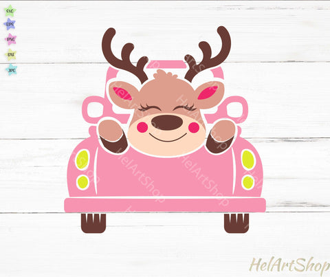 Cute Reindeer Svg, Kids Christmas svg, Christmas Truck Svg SVG _HelArtShop_ 