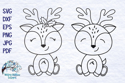 Cute Reindeer SVG SVG Wispy Willow Designs 