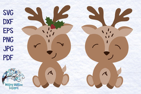 Cute Reindeer SVG SVG Wispy Willow Designs 