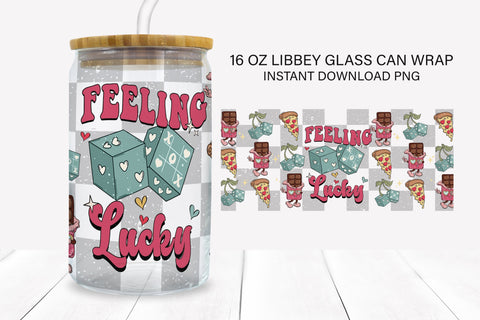 Cute Retro Valentines Day Glass Can Sublimation PNG Sublimation BijouBay 