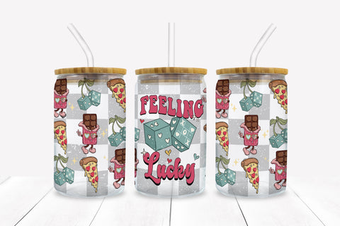 Cute Retro Valentines Day Glass Can Sublimation PNG Sublimation BijouBay 