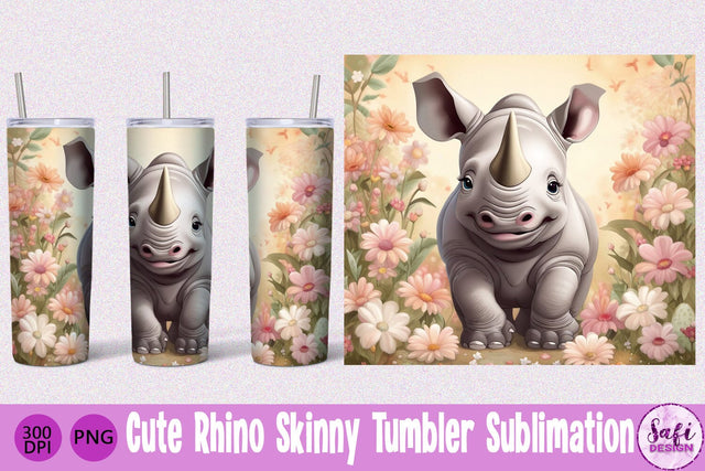 Cute Rhino Skinny Tumbler Sublimation Sublimation Safi Design 