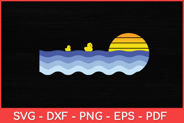 Cute Rubber Duck Vintage Retro Sunset - Adorable Duck Svg Design SVG artprintfile 