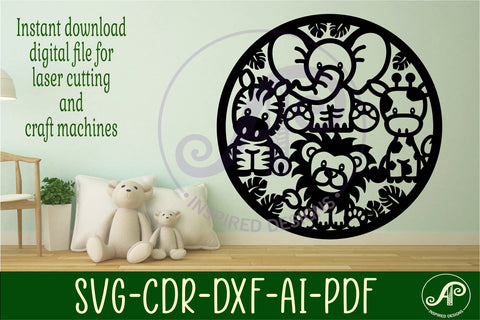 Cute safari animal wall art sign, SVG file. vector file SVG APInspireddesigns 