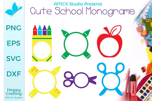 Cute School Monograms SVG AMCX Studio
