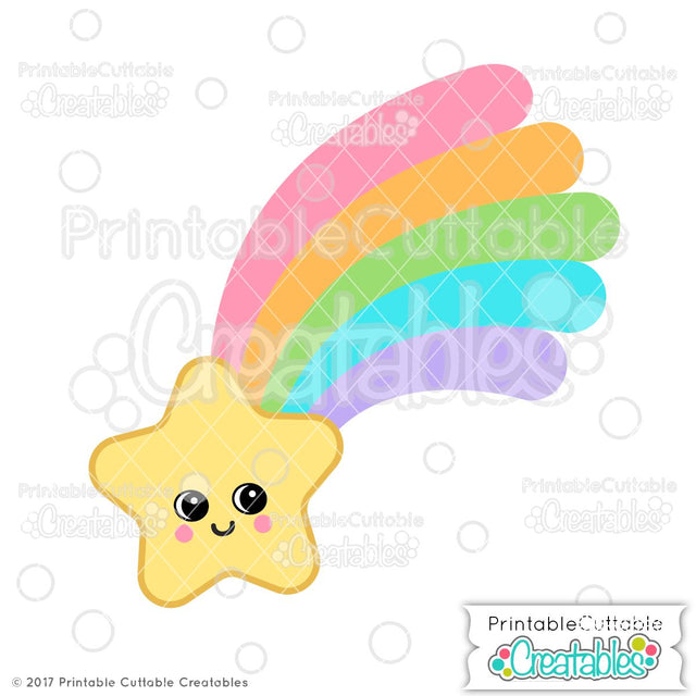 Cute Shooting Star SVG Printable Cuttable Creatables 