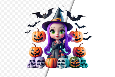 Cute Skeleton Halloween Clipart Sublimation Rupkotha 