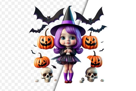 Cute Skeleton Halloween Clipart Sublimation Rupkotha 