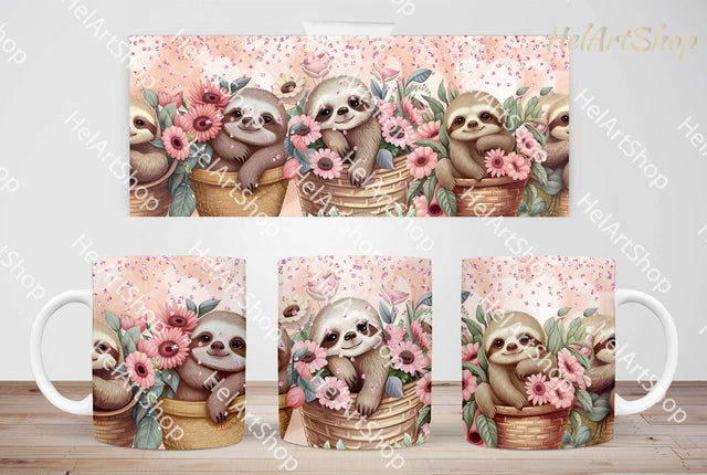 Cute Sloth Mug Png, 11Oz Mug Sublimation Sublimation _HelArtShop_ 