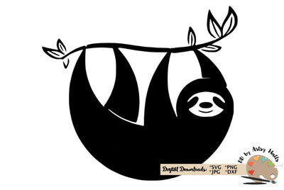 cute sloth silhouette svg dxf - sloth lover cut file - sloth clipart SVG The Artsy Spot 