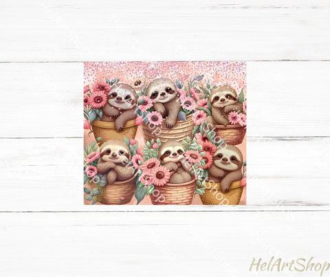 Cute Sloth Tumbler PNG, SKINNY TUMBLER Png Sublimation _HelArtShop_ 