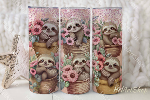 Cute Sloth Tumbler PNG, SKINNY TUMBLER Png Sublimation _HelArtShop_ 