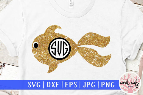 Cute small fish svg monogram frame SVG CoralCutsSVG 