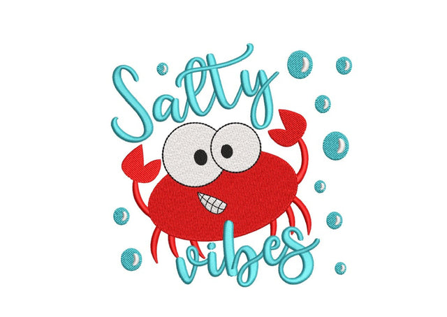 Cute Smiley Crab Machine Embroidery Design, Salty Vibes Embroidery File, 3 sizes, Instant Download Embroidery/Applique DESIGNS Nino Nadaraia 