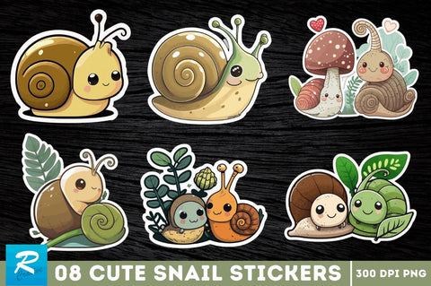 Cute snail Stickers Bundle Sublimation Regulrcrative 