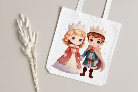 Cute Snow Princess and Prince Clipart Bundle Sublimation Regulrcrative 