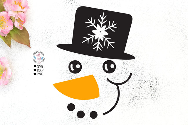 Cute Snowman Face SVG Graphic House Design 
