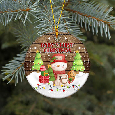 Cute Snowman First Christmas PNG, Snowman PNG, Round Ornament Sublimation, Kids Christmas, Baby Girl or Boy First Christmas Ornament Sublimation CaldwellArt 