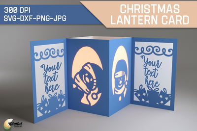 Cute Snowman SVG. Christmas Lantern Card 3D Paper Evgenyia Guschina 
