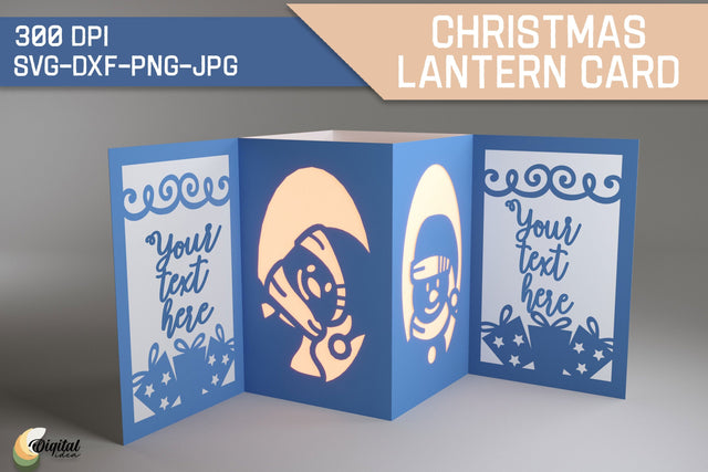 Cute Snowman SVG. Christmas Lantern Card 3D Paper Evgenyia Guschina 