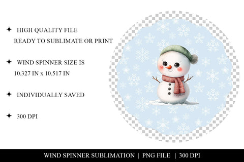 Cute Snowman Wind Spinner Sublimation PNG Sublimation BijouBay 