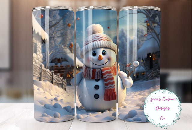 Cute Snowman, Winter, Christmas 20 oz Skinny Tumbler Sublimation Design Digital Download PNG Instant DIGITAL ONLY, Straight tumbler wrap. Sublimation Jenn Driscoll 