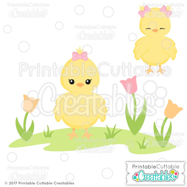 Cute Spring Chick SVG Printable Cuttable Creatables 