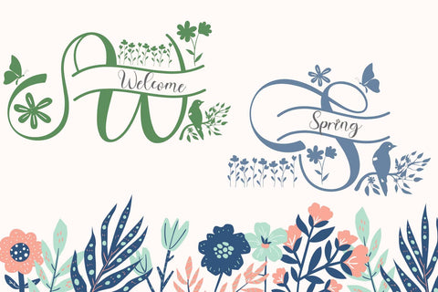 Cute Spring Monogram Font Prasetya Letter 