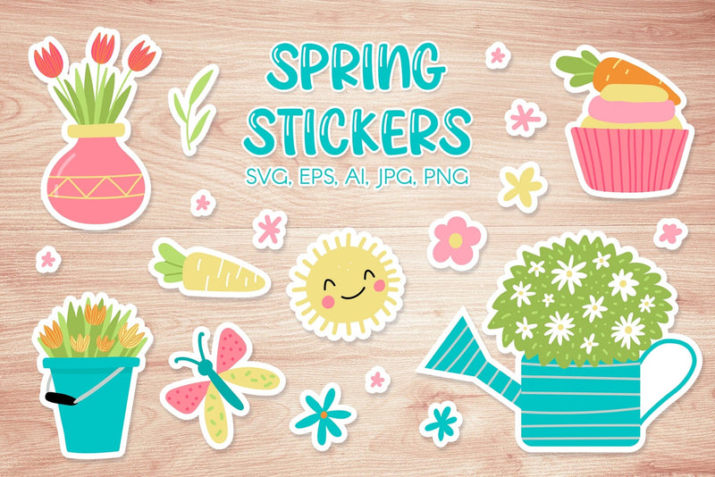 Cute Spring - Printable Stickers SVG Tori card store 