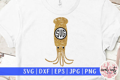 Cute squid svg monogram frame SVG CoralCutsSVG 