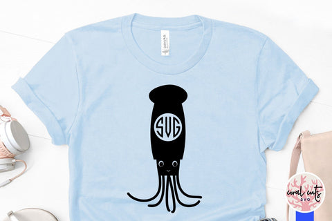 Cute squid svg monogram frame SVG CoralCutsSVG 