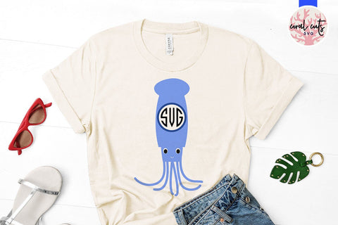 Cute squid svg monogram frame SVG CoralCutsSVG 
