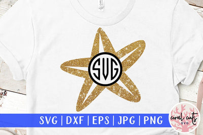 Cute starfish svg monogram frame SVG CoralCutsSVG 