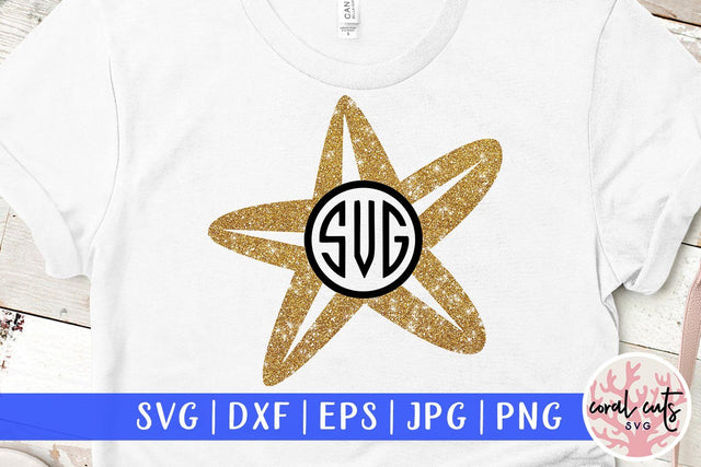 Cute starfish svg monogram frame SVG CoralCutsSVG 