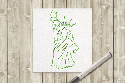 Cute Statue of Liberty SKETCH Single Line Drawing SVG SVG Designed by Geeks 