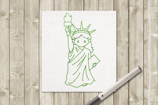Cute Statue of Liberty SKETCH Single Line Drawing SVG SVG Designed by Geeks 