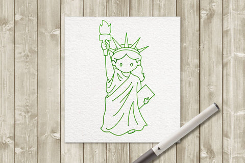 Cute Statue of Liberty SKETCH Single Line Drawing SVG SVG Designed by Geeks 