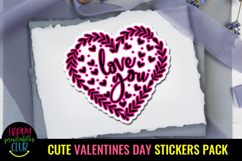 Cute Stickers for Valentines Day- Printable Valentines Day Stickers SVG Happy Printables Club 