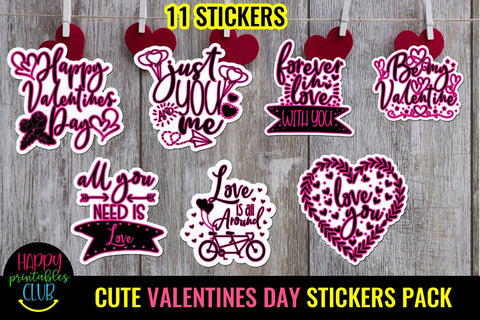 Cute Stickers for Valentines Day- Printable Valentines Day Stickers SVG Happy Printables Club 