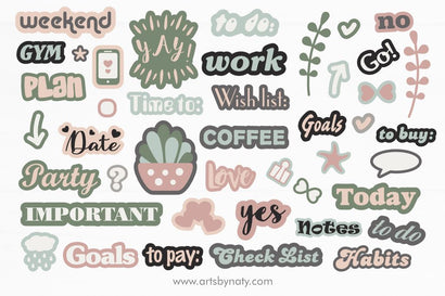Cute stickers Printable SVG for planners SVG Arts By Naty 