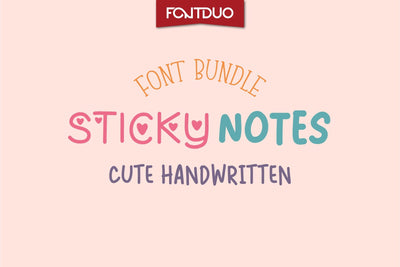 Cute Sticky Notes Font Bundle Font FontDuo 