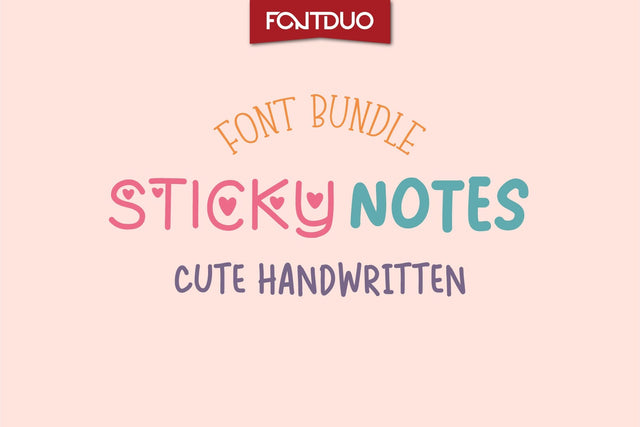 Cute Sticky Notes Font Bundle Font FontDuo 