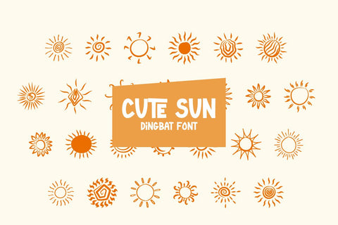 Cute Sun - Dingbat Font Font Masyafi Studio 