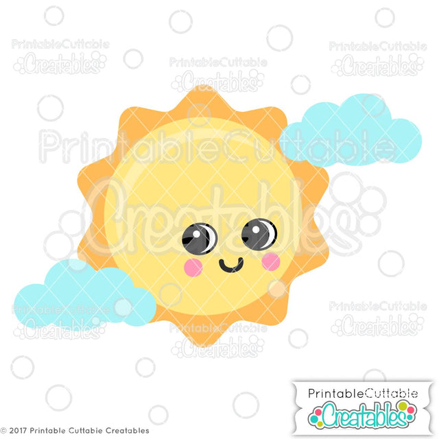 Cute Sun SVG Printable Cuttable Creatables 