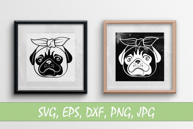 Cute SVG Pug Dog With Bandana File SVG Sintegra 